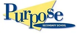 Logo in light yellow and navy for Purpose Secondary School